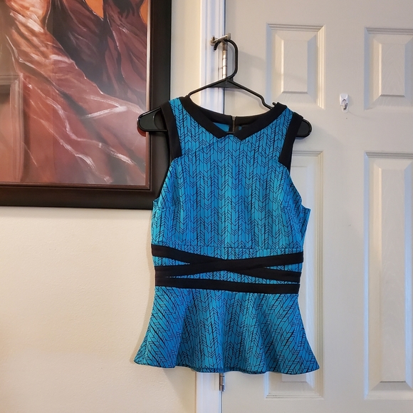 Worthington Colorblock Striped Peplum Top, Size medium - Picture 3 of 8